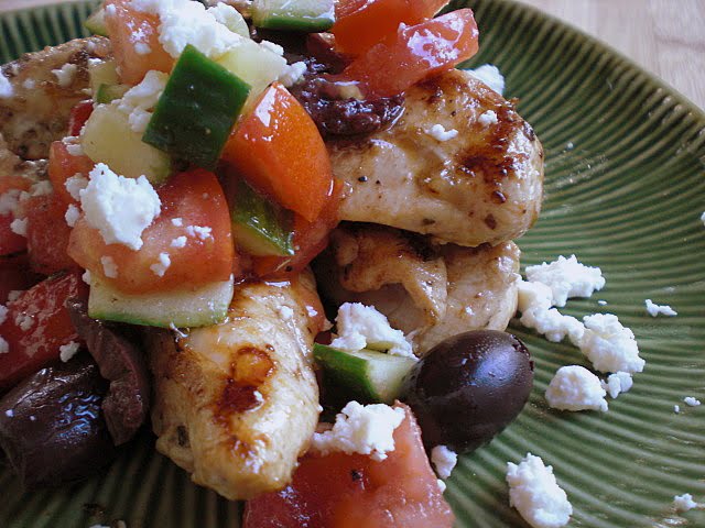 Grilled Balsamic Chicken with Olive Tomato Salsa