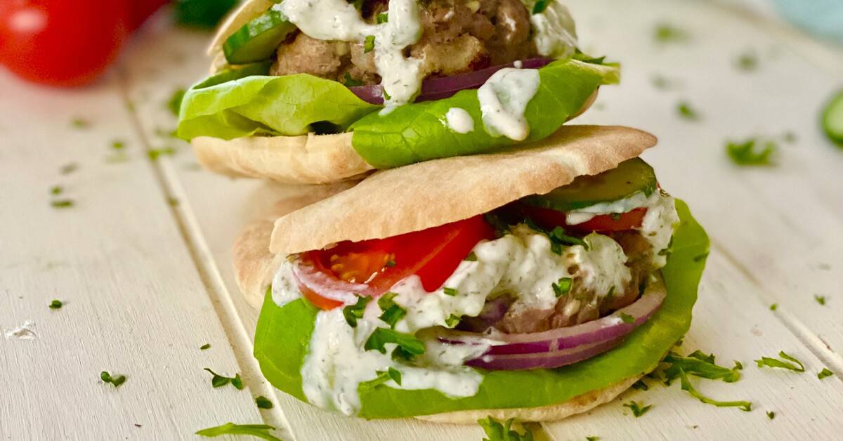 Mini Greek Turkey Burgers with Cucumber Tzatziki