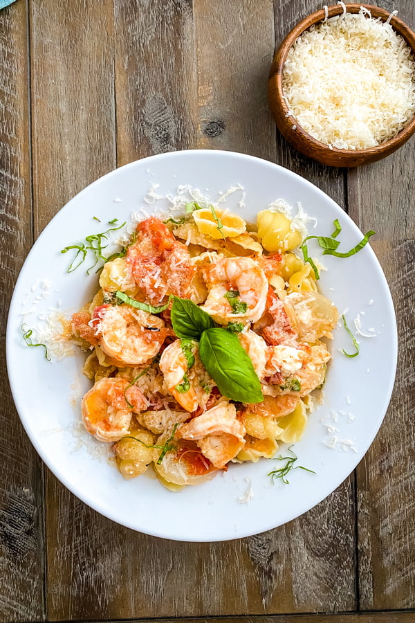 bowl of crustaceans with pasta