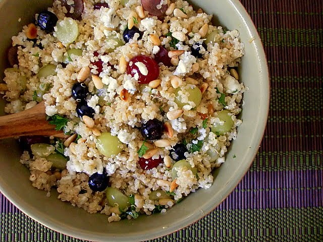 Quinoa Salad with Mango, Grapes, Blueberries and Pine Nuts