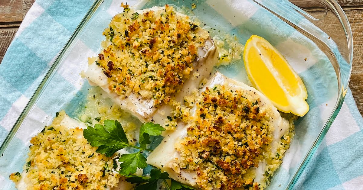 Baked Cod with Crispy Garlic Herb Panko