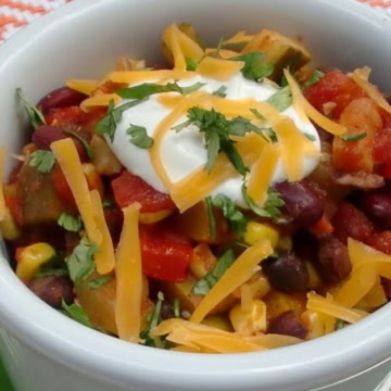 bowl of vegetable and bean chili