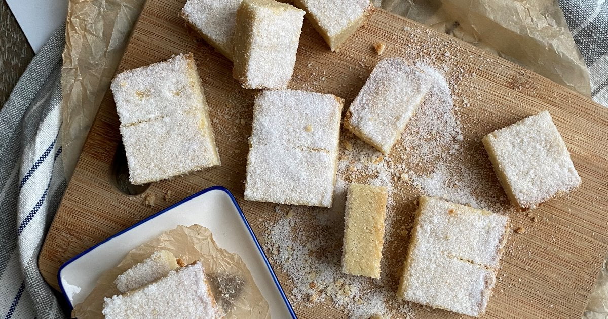 pieces of sugared shortbread.
