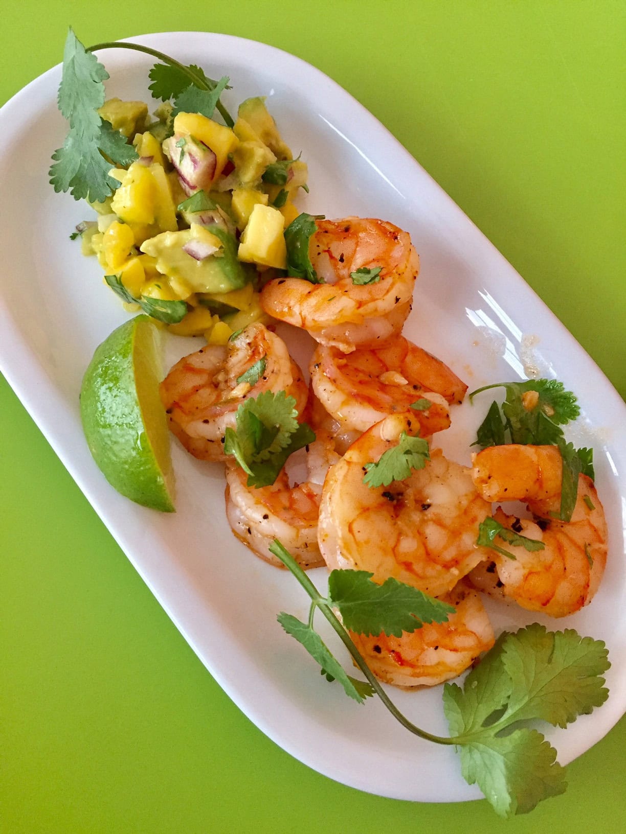 Tequila Lime Shrimp with Mango Avocado Salsa
