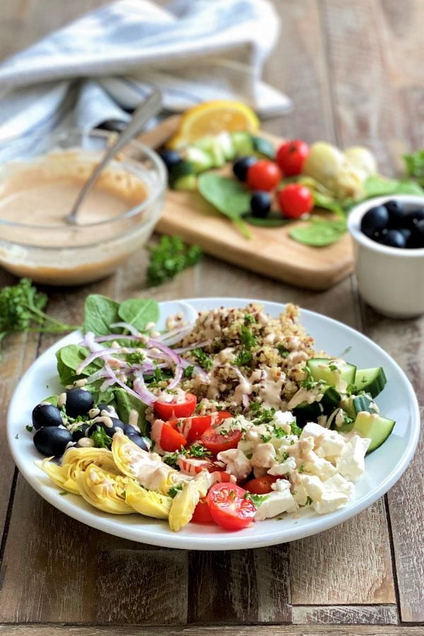 Mediterranean quinoa bowls with vegetables