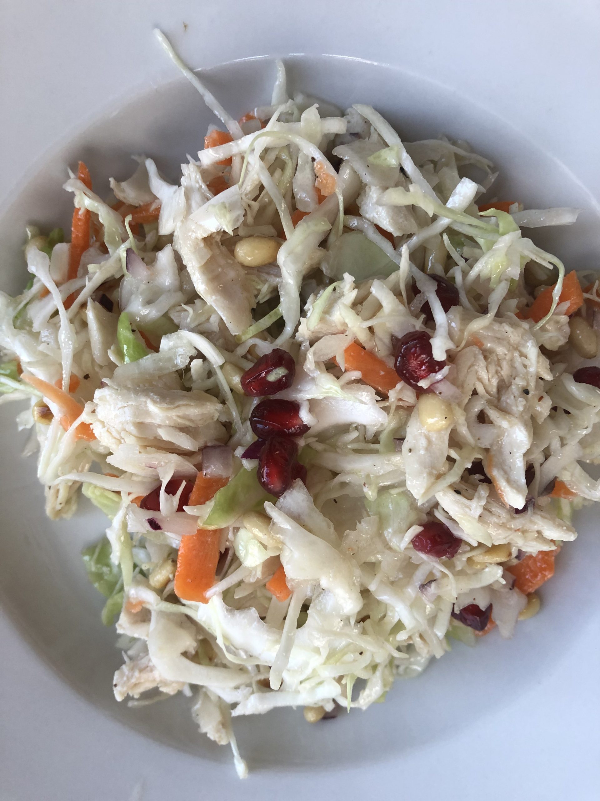 Healthy Chicken Salad with Cabbage and Pine Nuts
