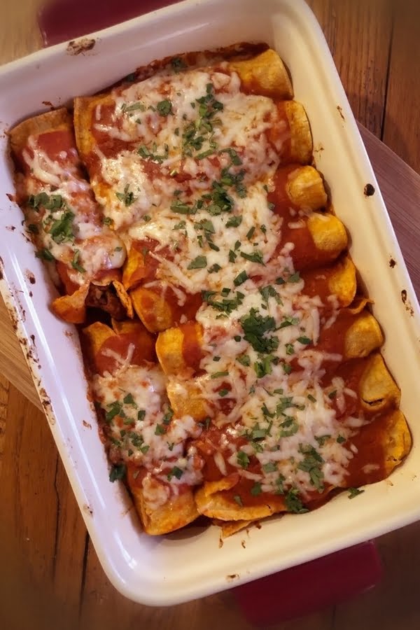 pan of beef enchiladas