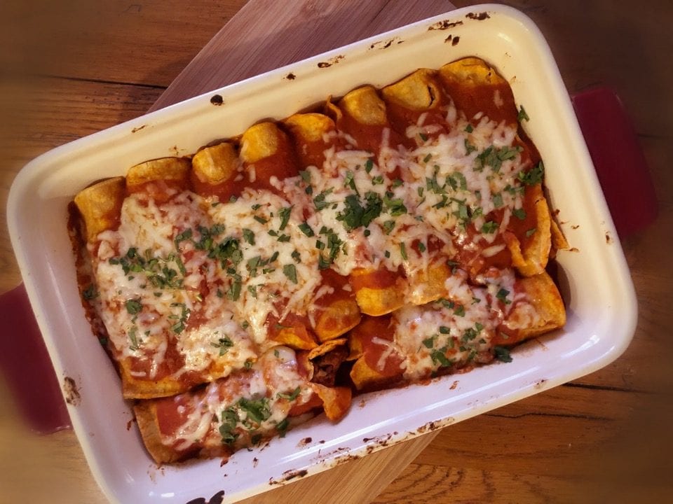Beef and Cheese Enchiladas (Homemade Enchilada Sauce)