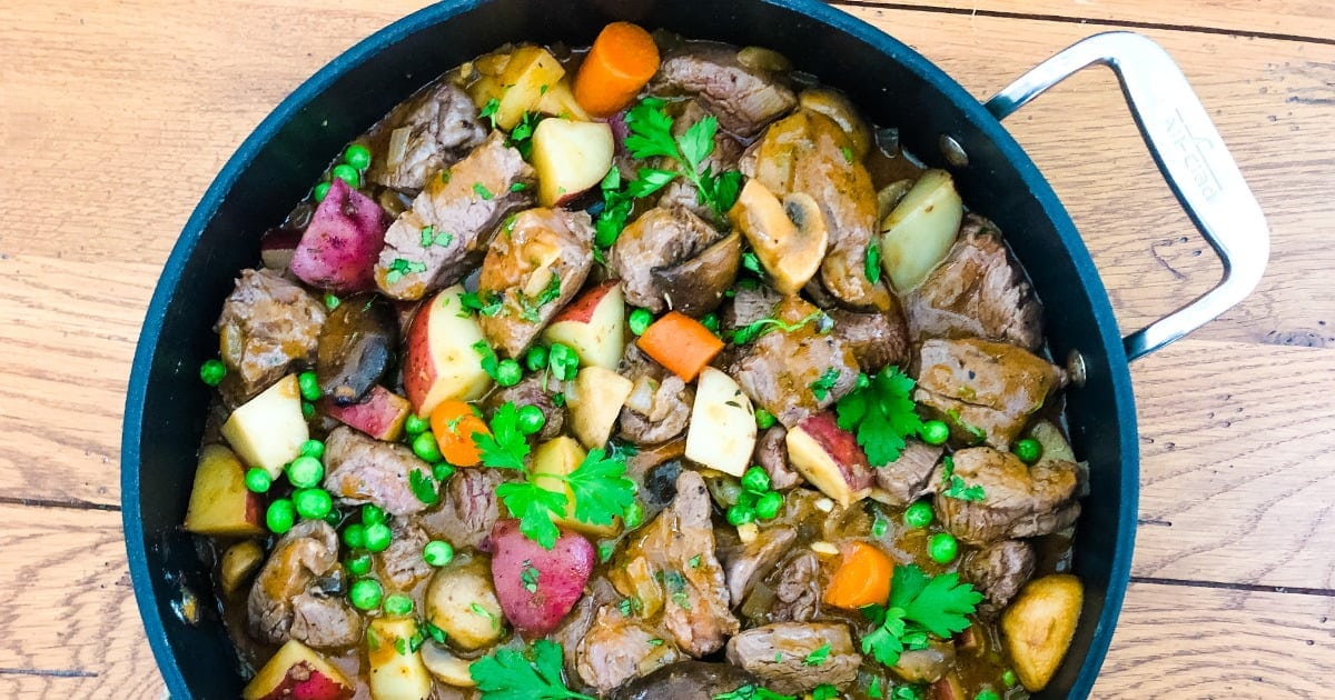 Beef Tenderloin Stew with Potatoes and Mushrooms