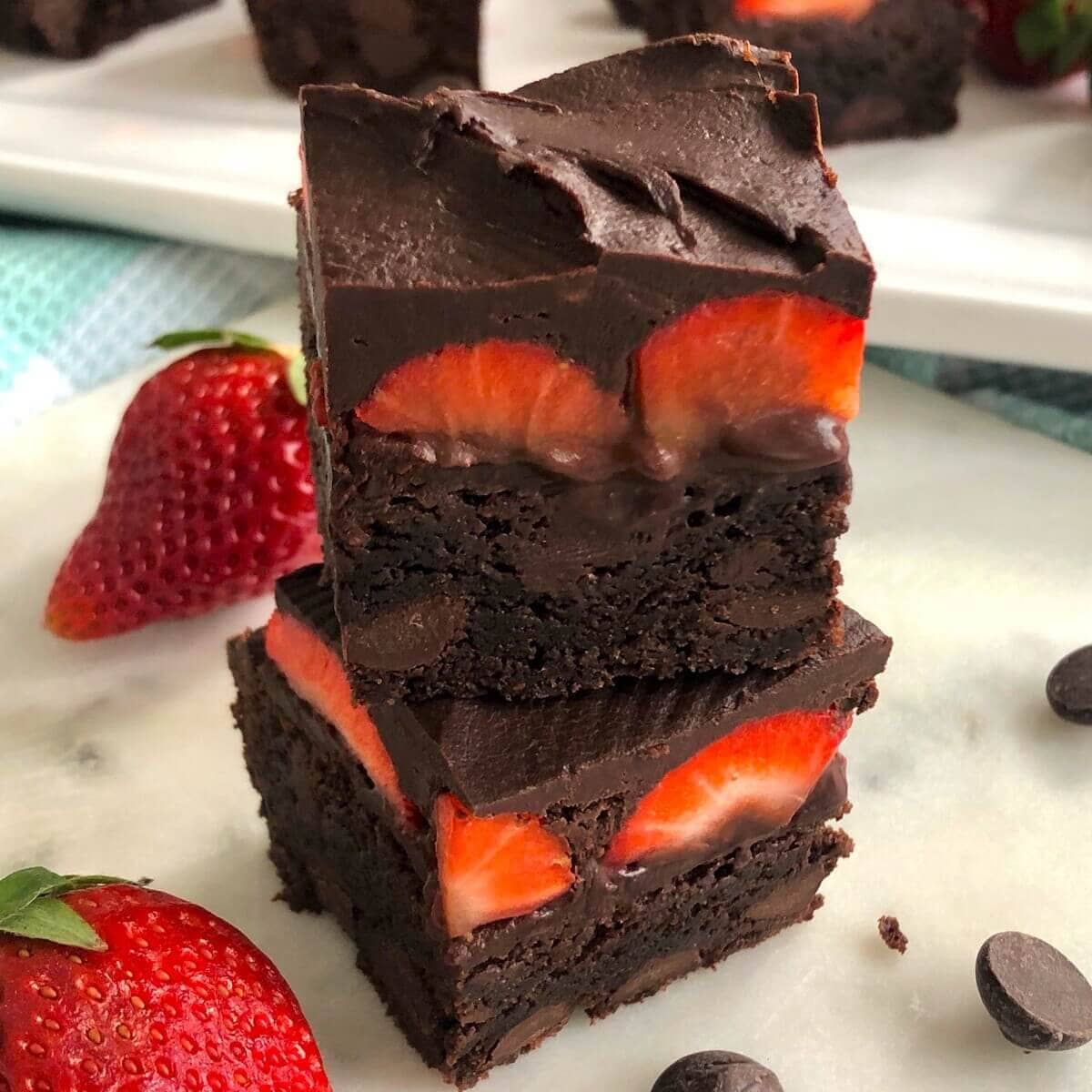 Chocolate Covered Brownie with Strawberries {Fudgy!}