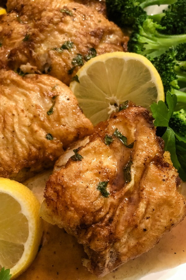 close up of fish francese