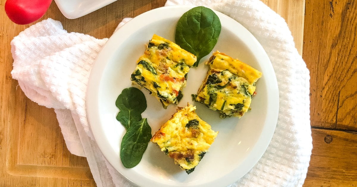 Crustless Spinach and Bacon Quiche Squares Recipe