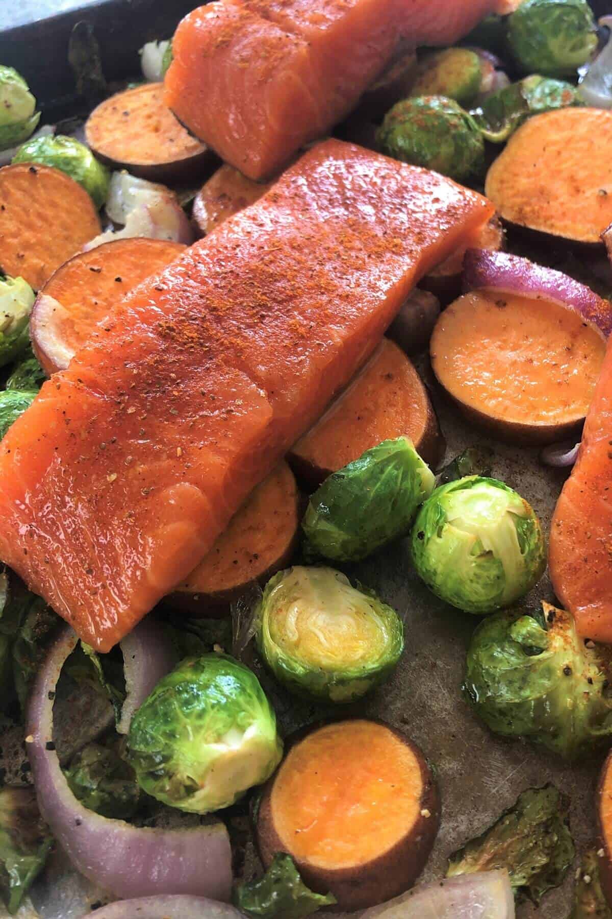 Old Bay seasoning on salmon.