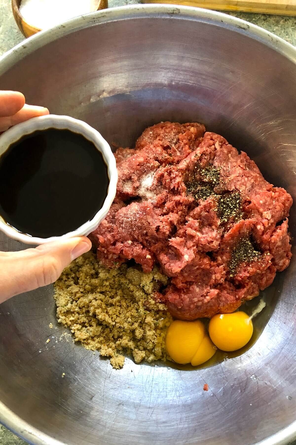 combining ingredients for sliders.