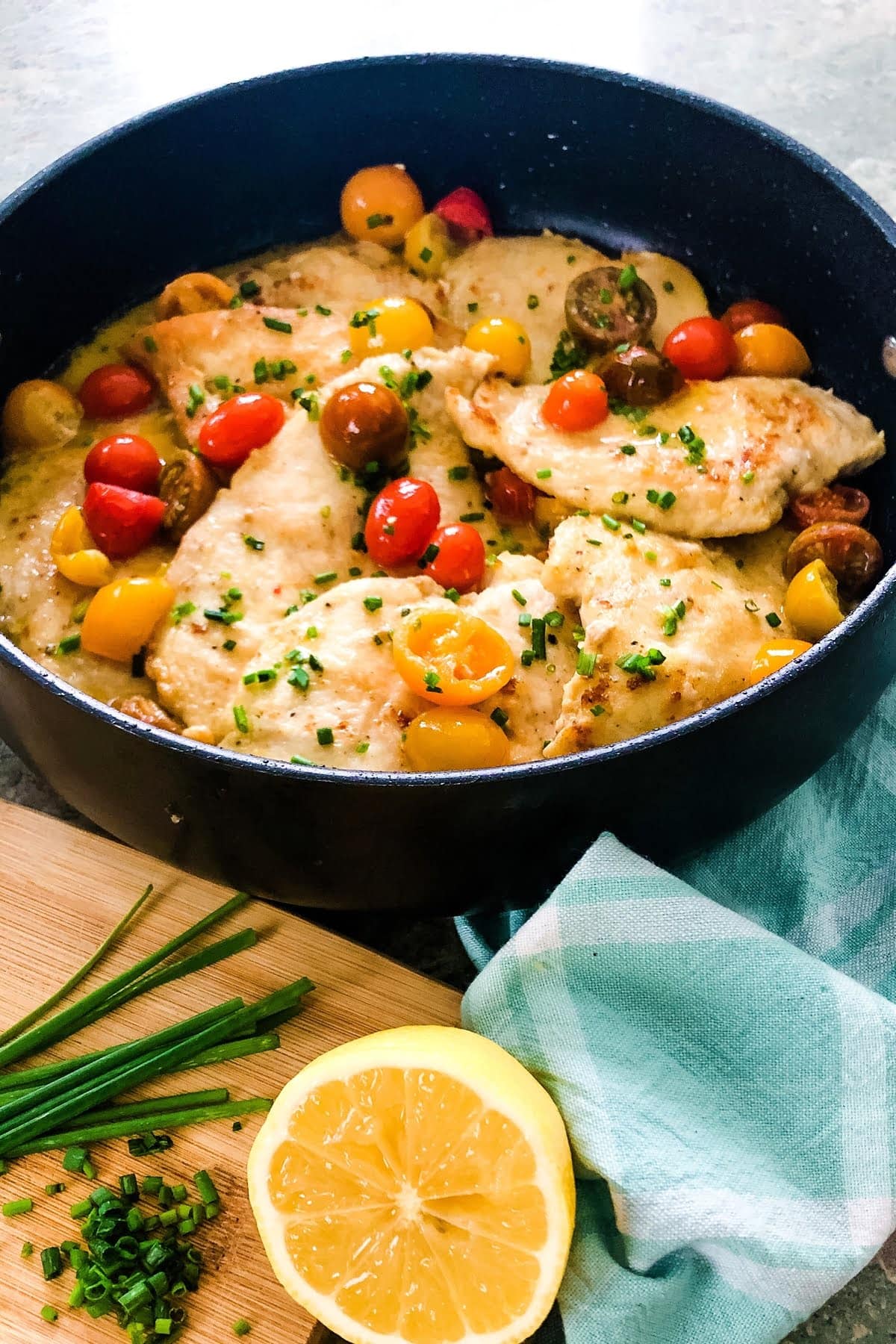 chicken sauteed with a pomodoro sauce and cherry tomatoes