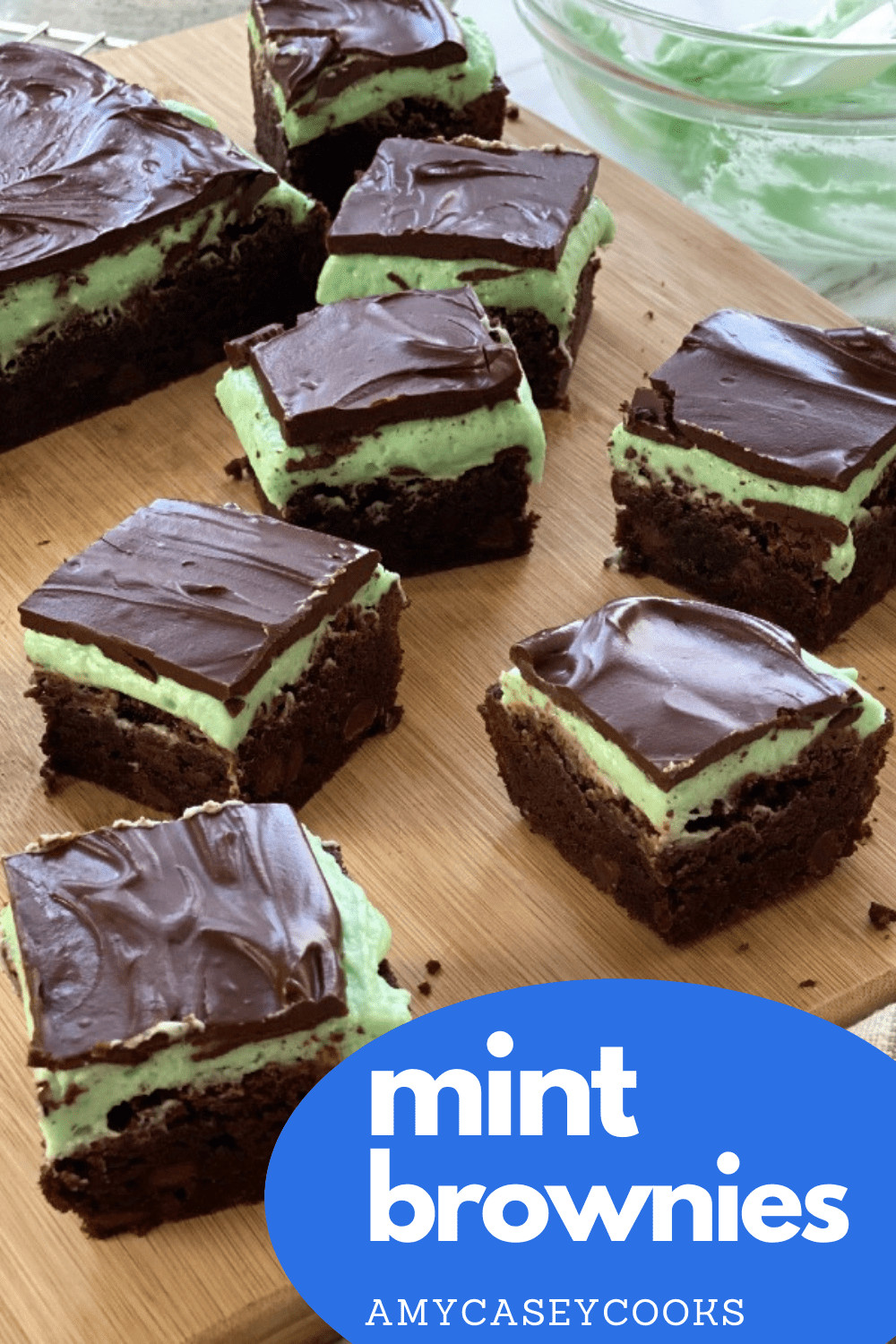 fudge brownies with minty buttercream and chocolate ganache layers