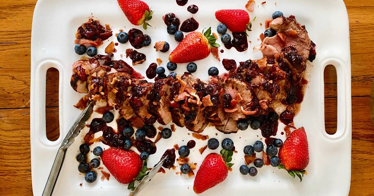 Grilled Pork Tenderloin with Berry Bacon Sauce