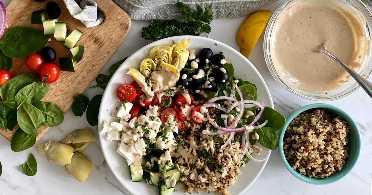 Mediterranean Quinoa Bowls with Maple Tahini Dressing