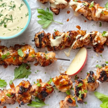 chicken skewers with a cider glaze