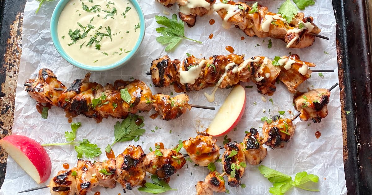 Recipe for Cider Honey Chicken Skewers with Sweet Mustard Sauce