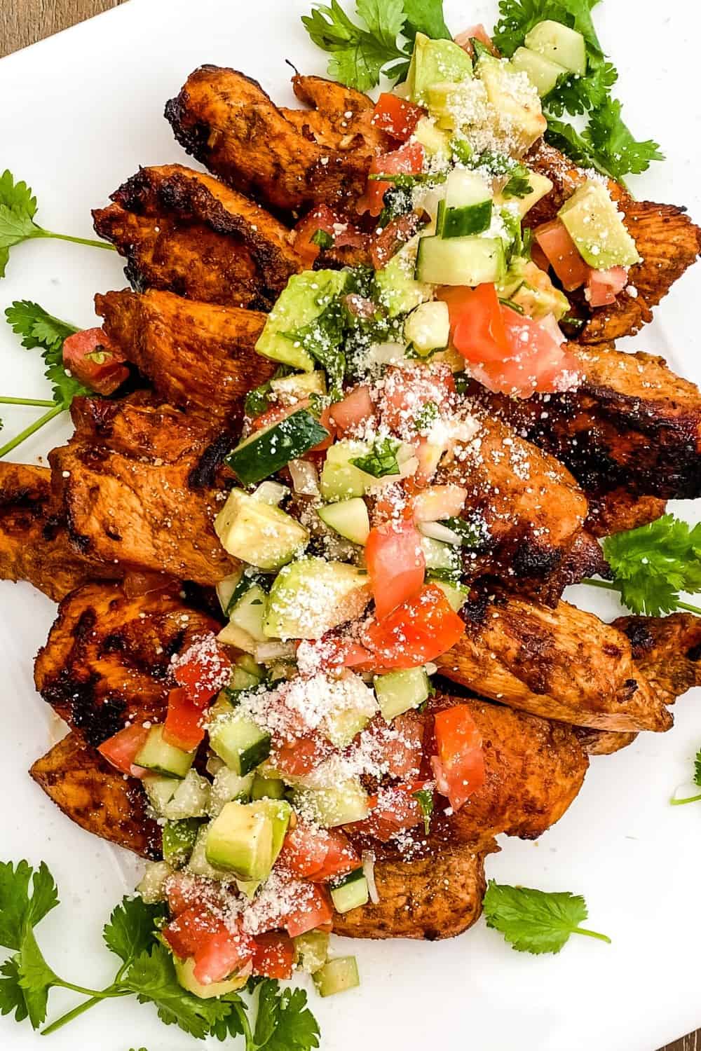 lime chili chicken on a platter