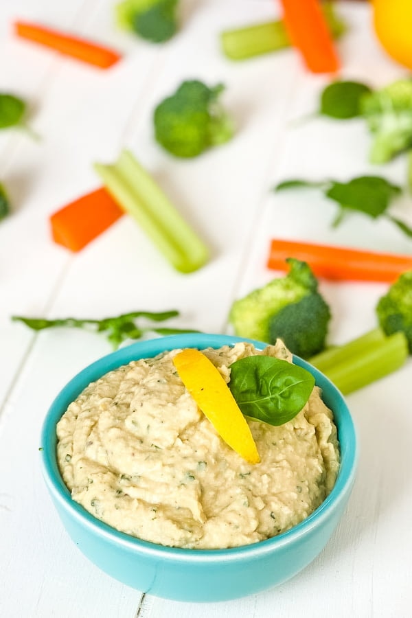dip with carrots, celery and broccoli