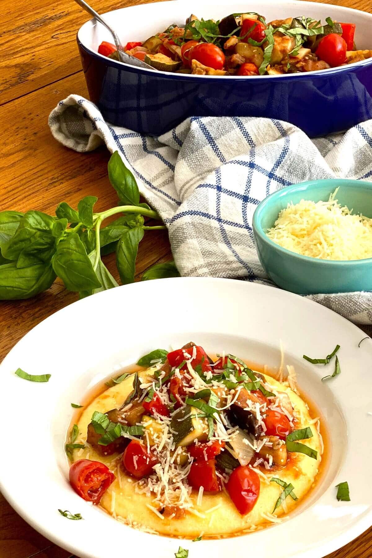 A single serving of ratatouille.