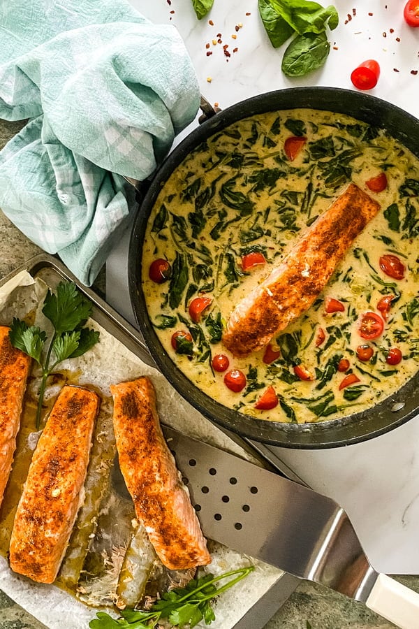 a personal chef recipe from amycaseycooks for baked salmon with a coconut sauce