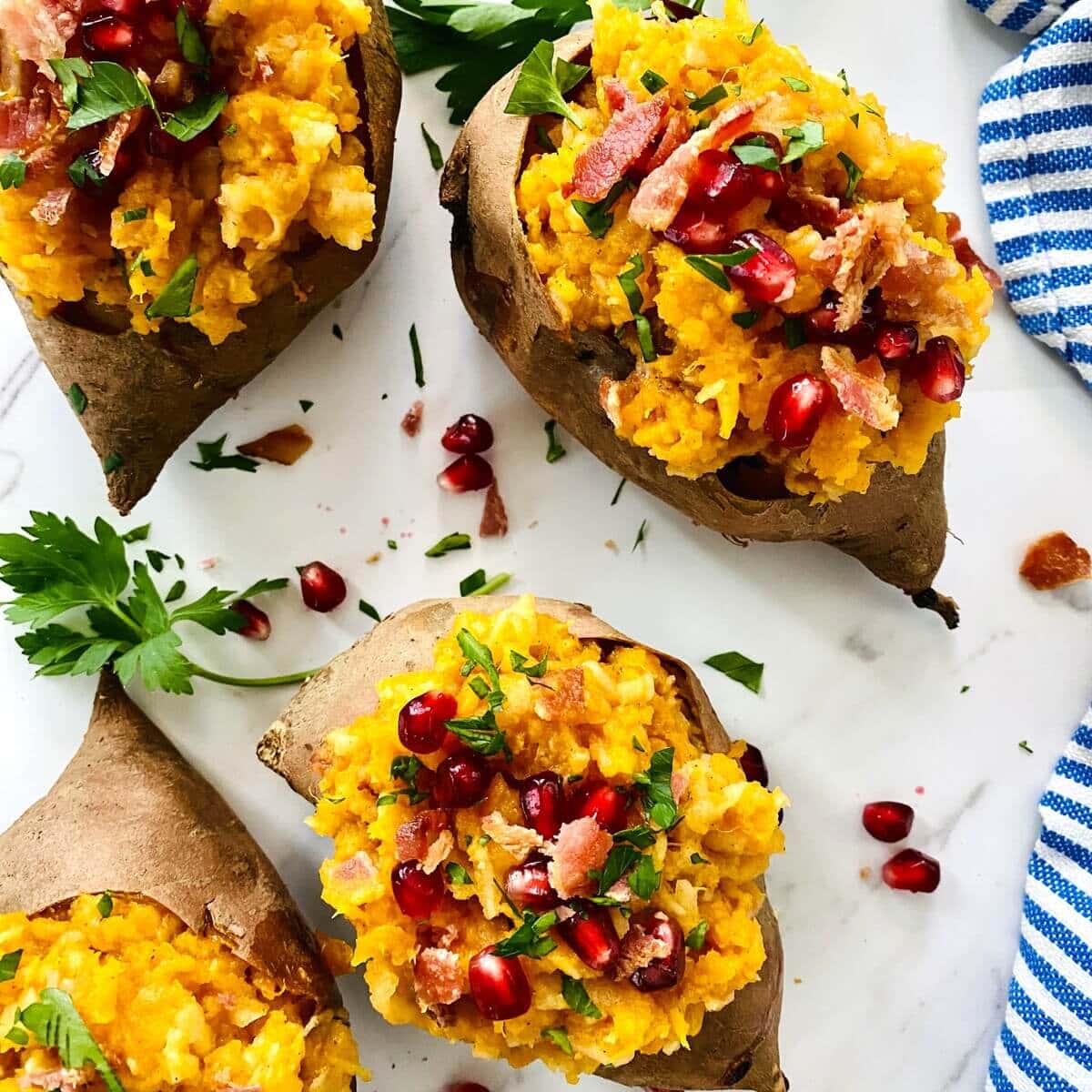 Stuffed Sweet Potatoes with Apples and Bacon