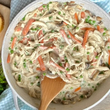 sauté pan with turkey a la king