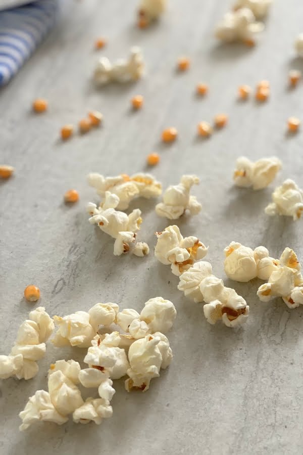 corn kernels and popped