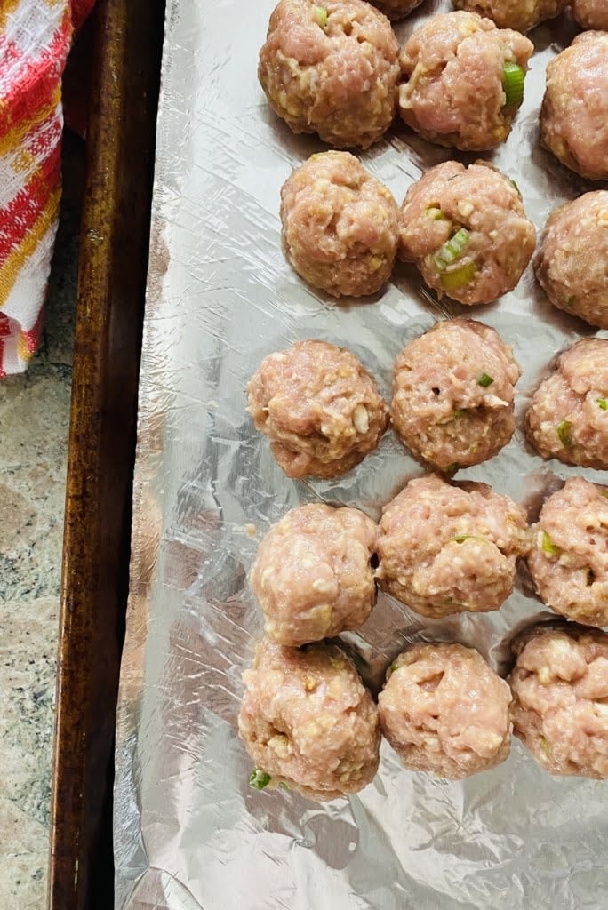 pan of turkey meatballs.