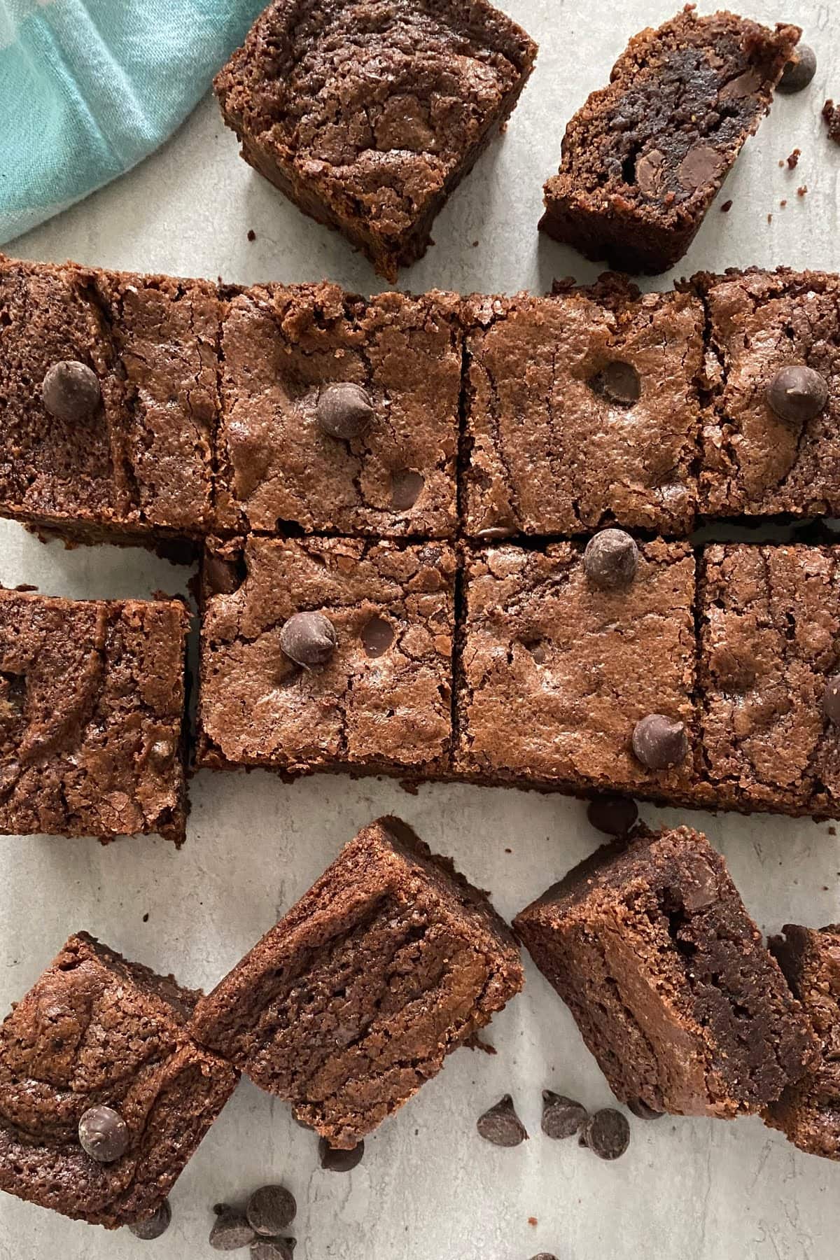 pan of fudgy brownies