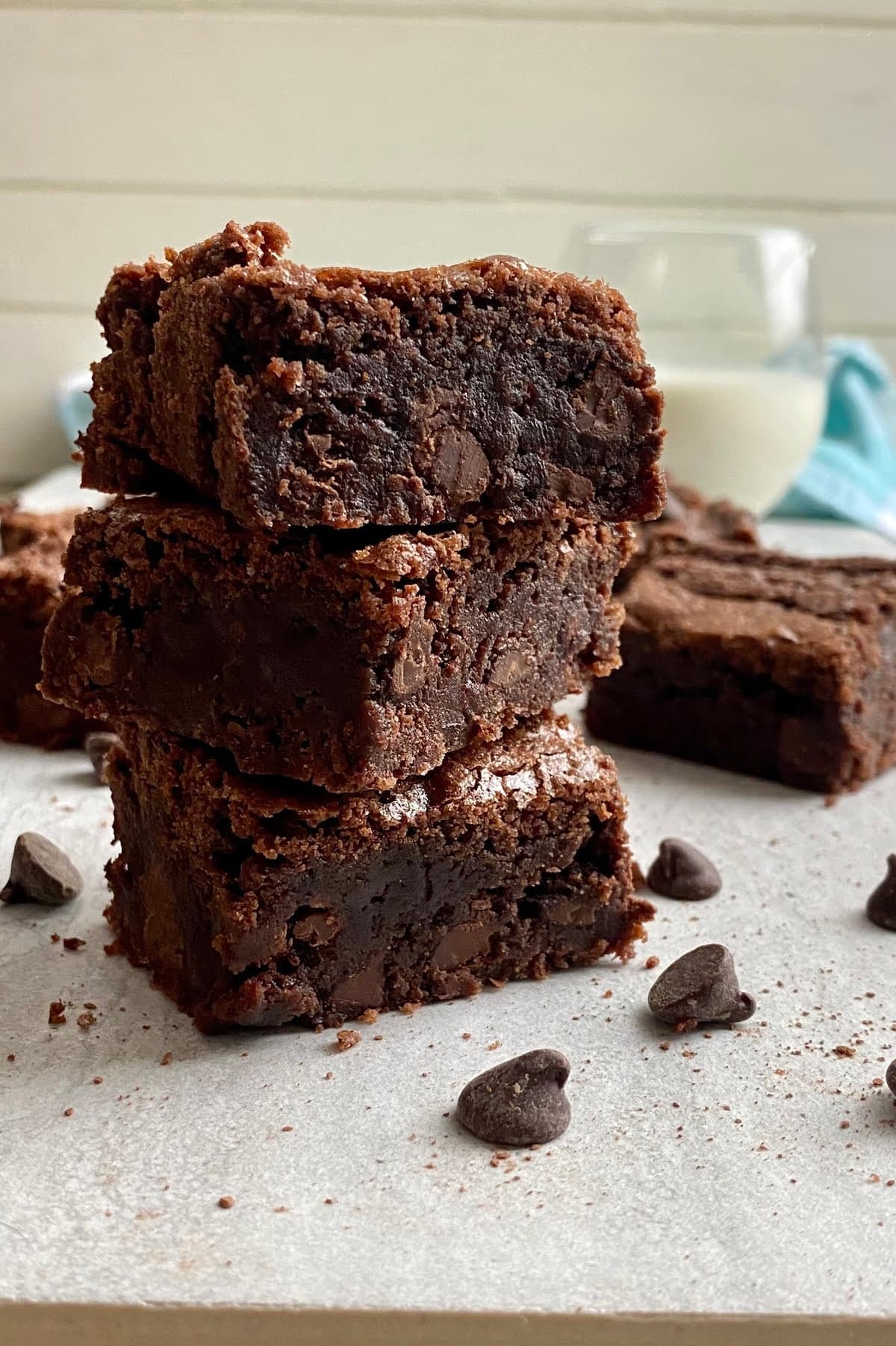 stack of 3 fudgy brownies