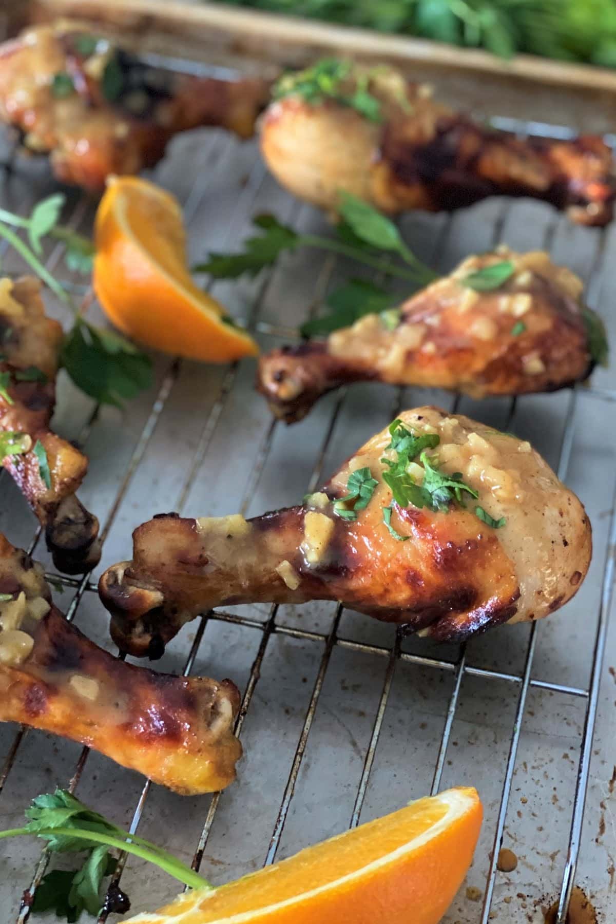 drumsticks with orange, mustard and honey marinade