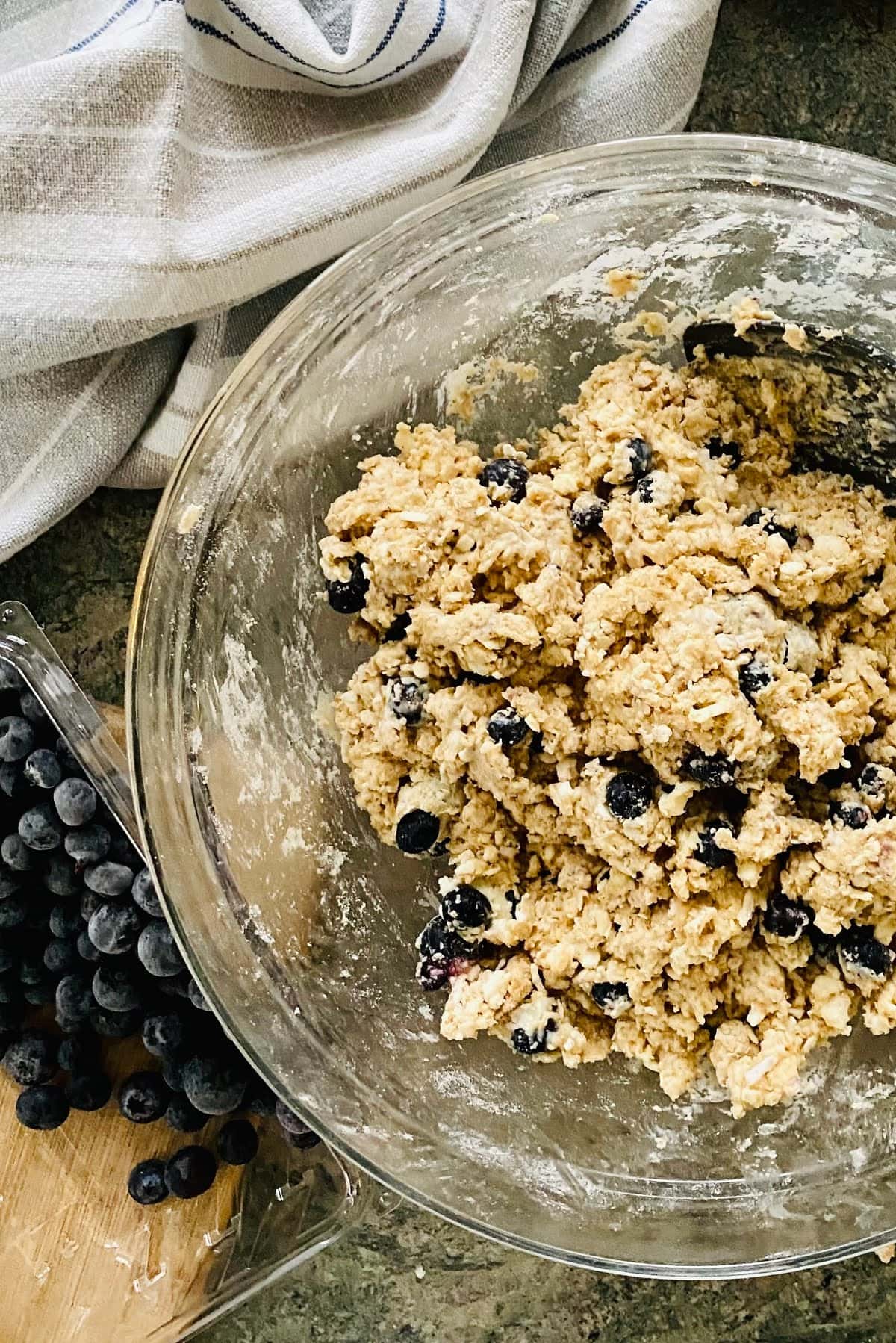 Dough for drop blueberry scones.