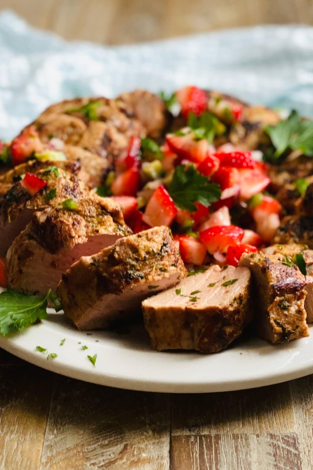 pork tenderloin medallions with a strawberry jalapeno salsa