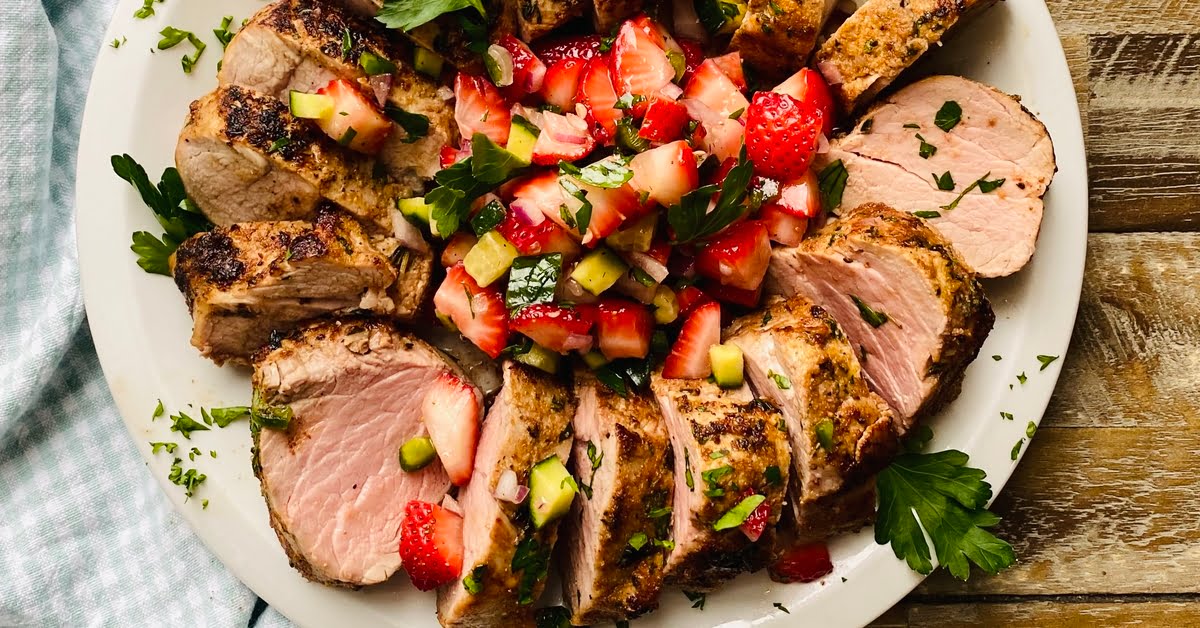 Roasted Pork Tenderloin with Strawberry Jalapeno Salsa