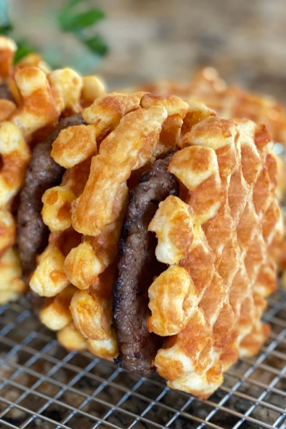 chaffle sandwiches with sausage
