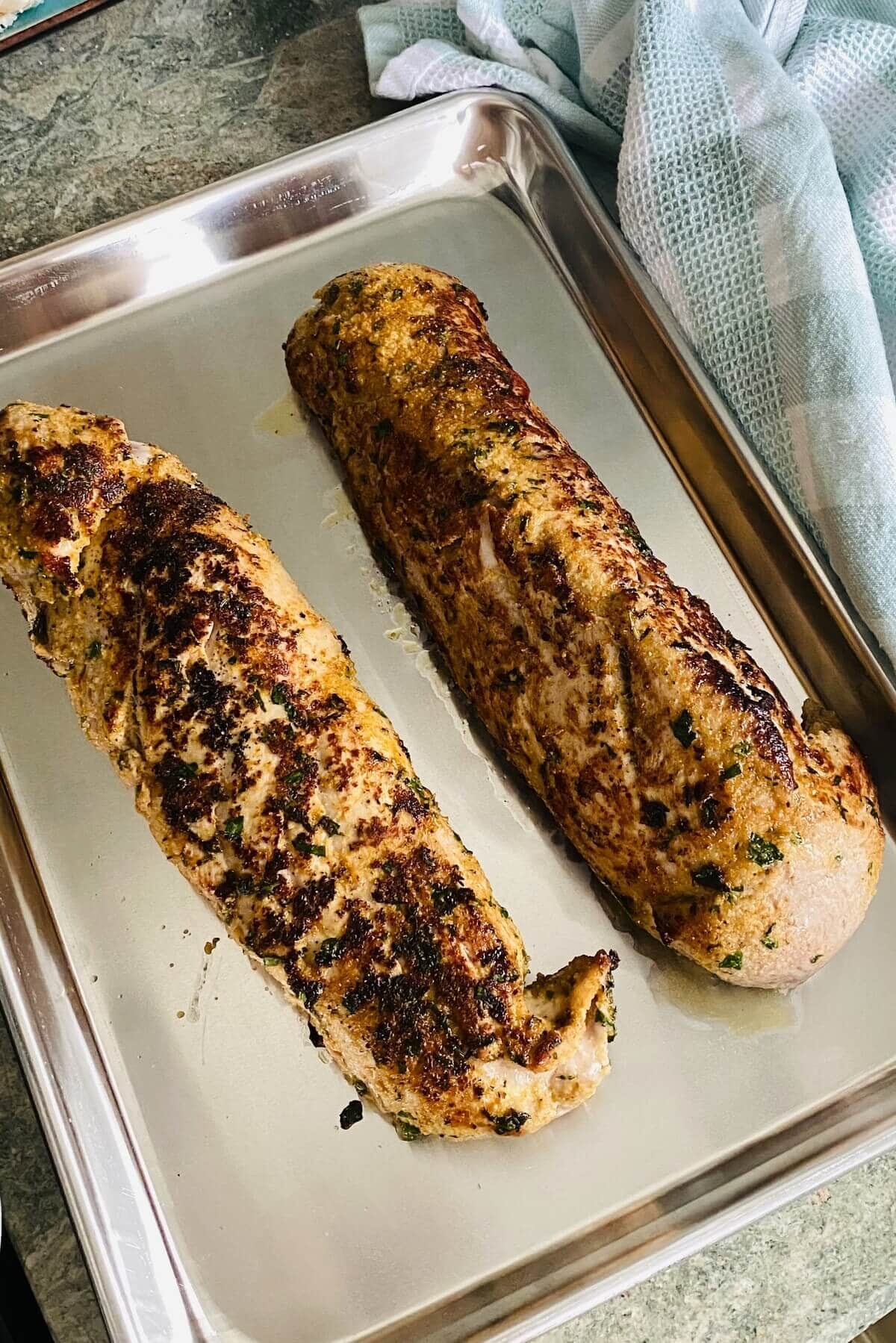 seared and roasted pork tenderloin.