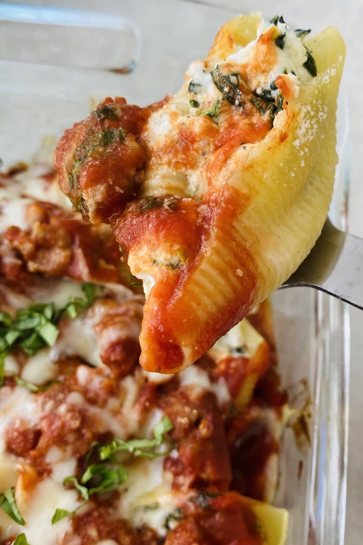 an Italian entree with cheese and spinach