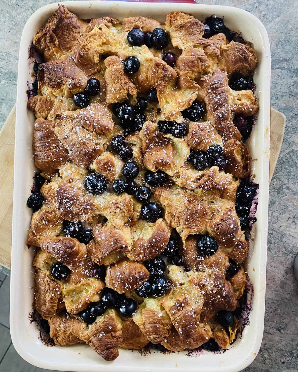 big breakfast casserole with croissants