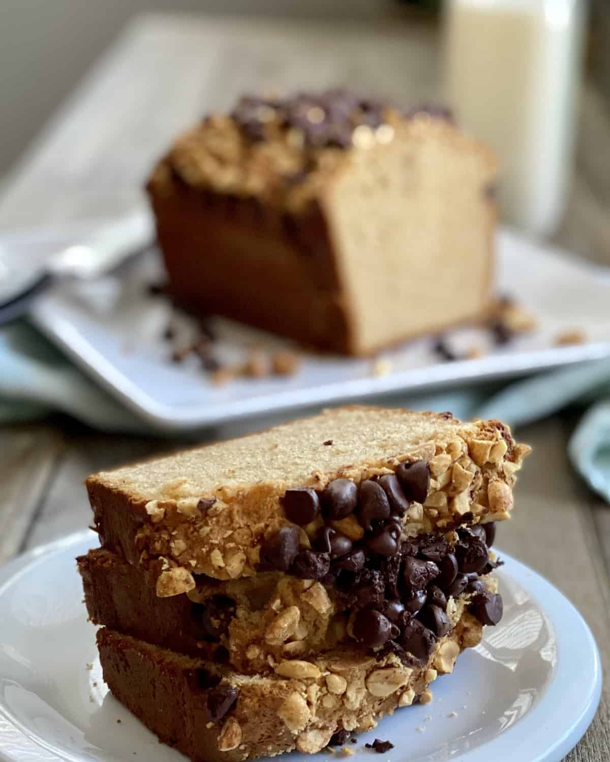 3 slices of peanut butter bread stacked on top of each other