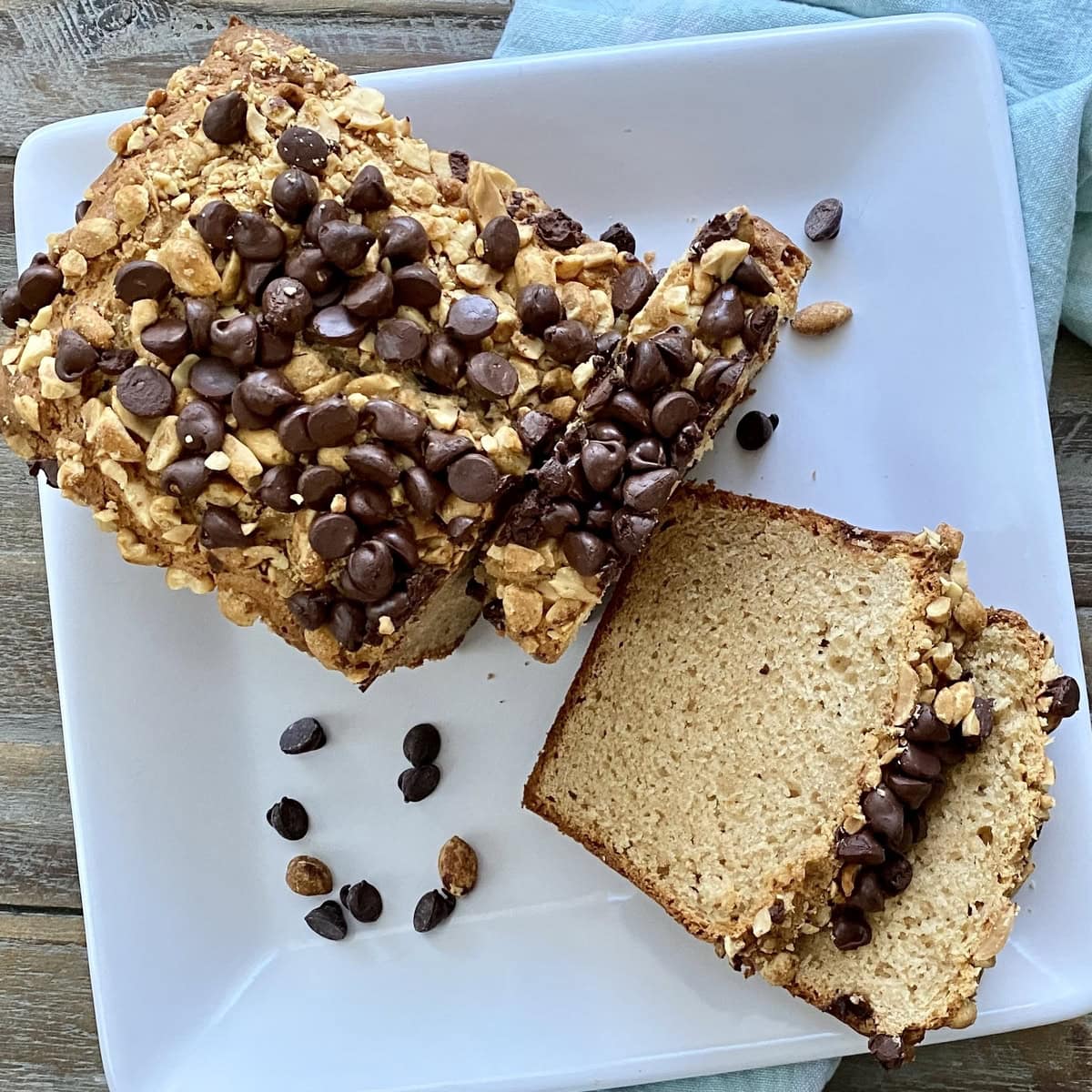 Peanut Butter Bread with Chocolate Chips and Peanuts