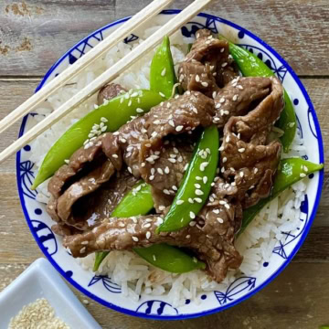 beef stir fry recipe in bowl