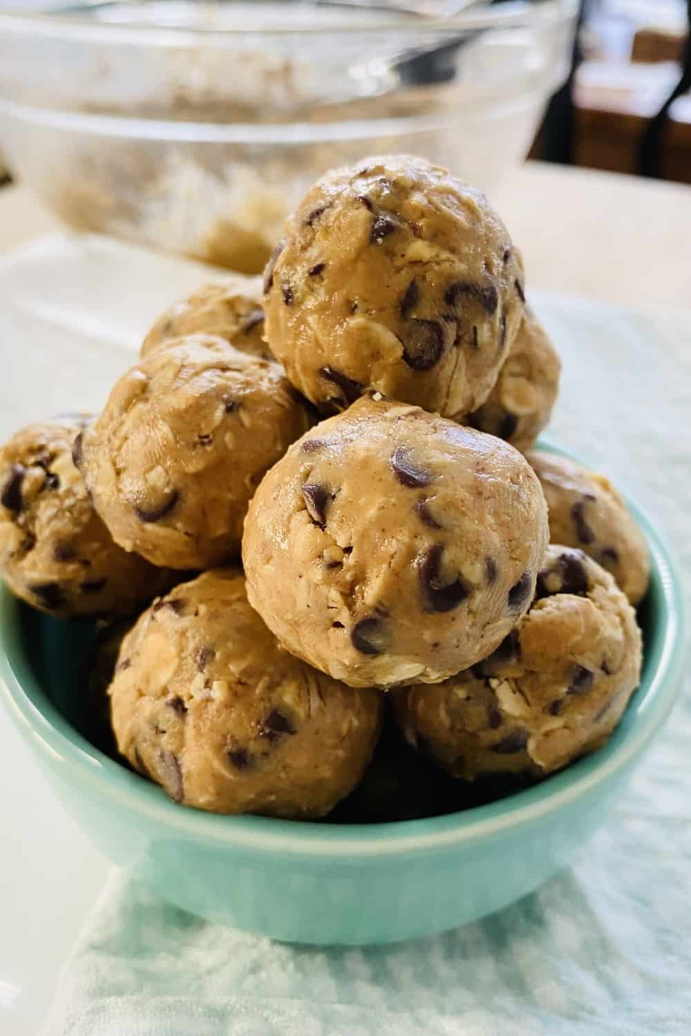 bowl with a tower of energy balls