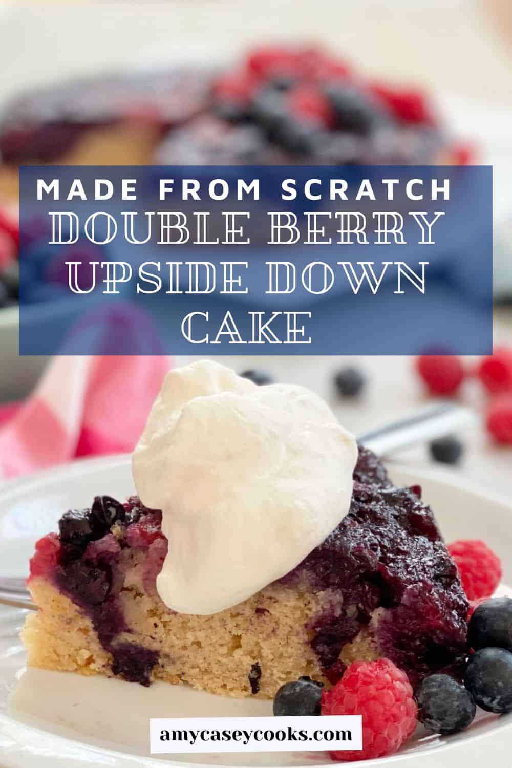 slice of berry cake with whipped cream