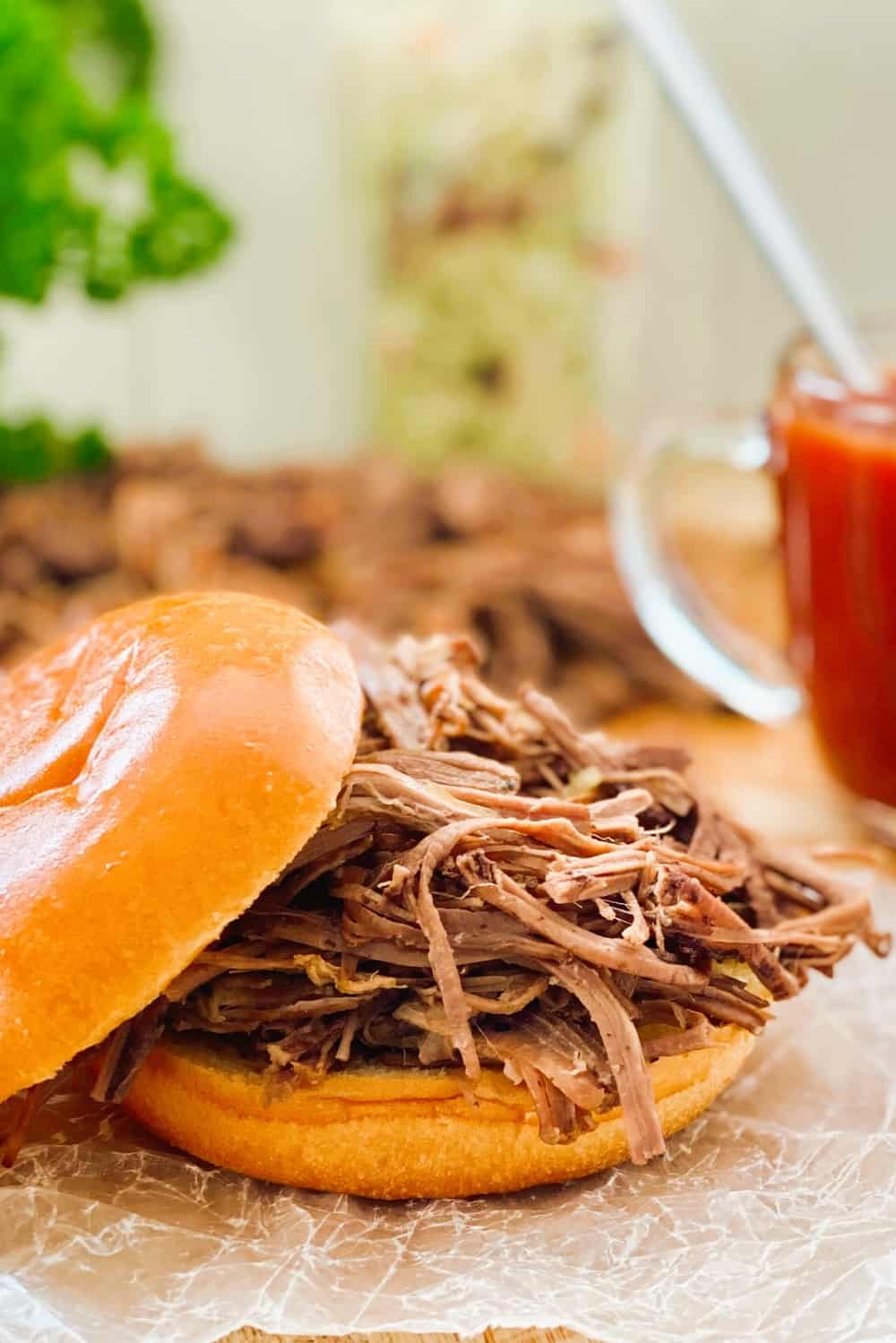 beef brisket on a roll