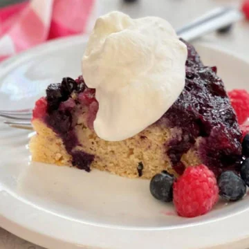 slice of double berry cake