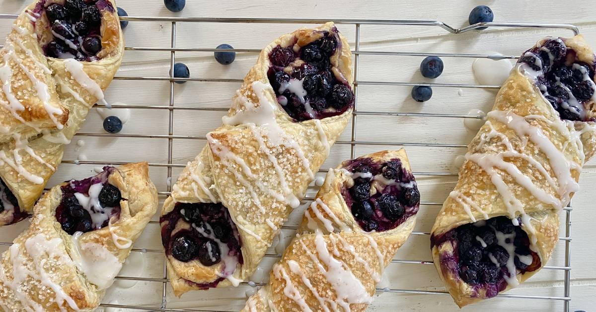 Flaky Blueberry and Cheese Puff Pastry Danish